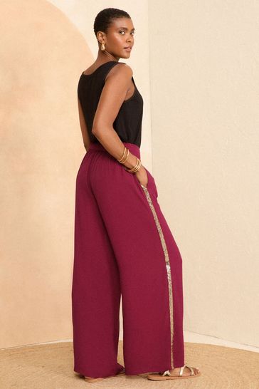 Maroon wide leg pants best sale