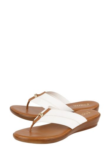 Buy Lotus White Low Wedge Toe Thong Sandals from Next Canada
