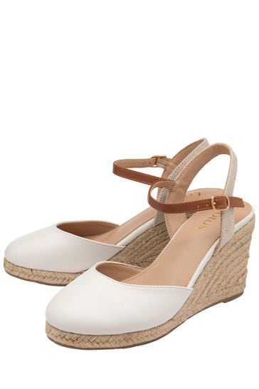 Lotus White Wedge Espadrille Shoes 4 EU 37 Womens