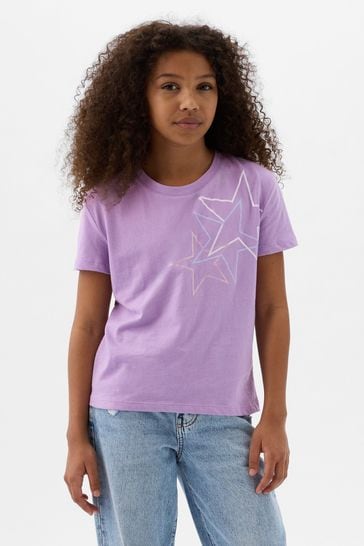 Gap Purple Logo Crew Neck Short Sleeve T-Shirt (4-13yrs)