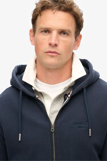 Superdry navy zip hoodie discount