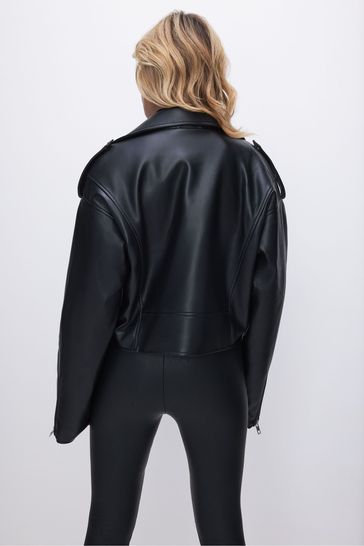 Moto faux top leather jacket