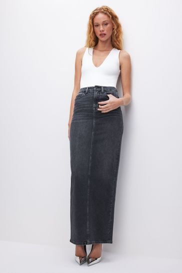 Buy Good American Black Denim Tube Maxi Skirt from Next Poland