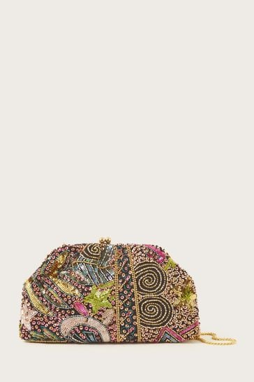 Monsoon Gold Sequin Pouch Bag