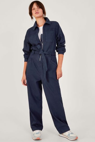 Monsoon Blue Ally Zip-Up Jumpsuit