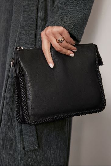Mint Velvet Black Leather Crossbody Bag