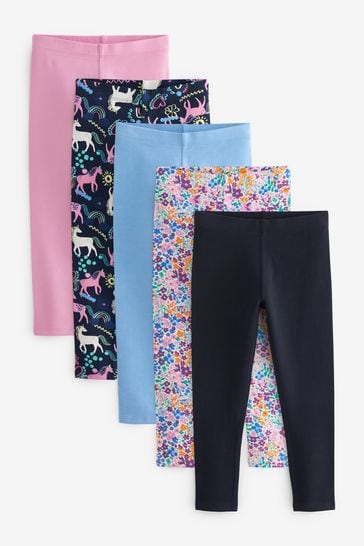 Buy Blue Pink Floral Navy Unicorn Leggings 5 Pack 3 16yrs from Next Canada