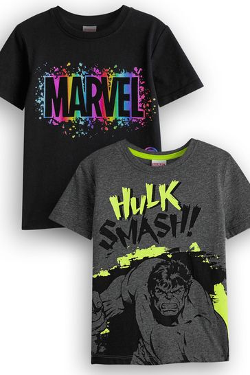 Vanilla Underground Black Boys Marvel T-Shirt 2 Pack