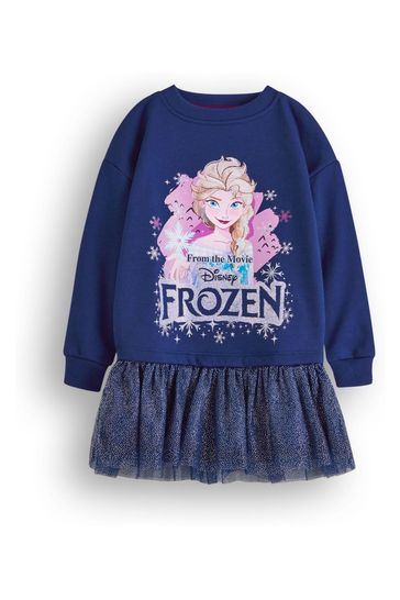 Vanilla Underground Blue Girls Frozen Longline Sweatshirt With Trim