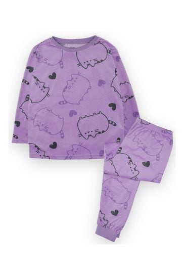 Vanilla Underground Purple Pusheen Girls Licensed Fleece Pyjamas