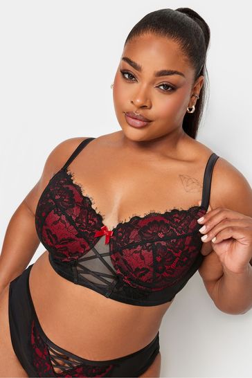 Yours Curve Red Lola Lace Longline Padded Bra