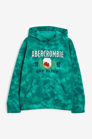 Abercrombie & Fitch Green Tie-Dye Logo Hoodie