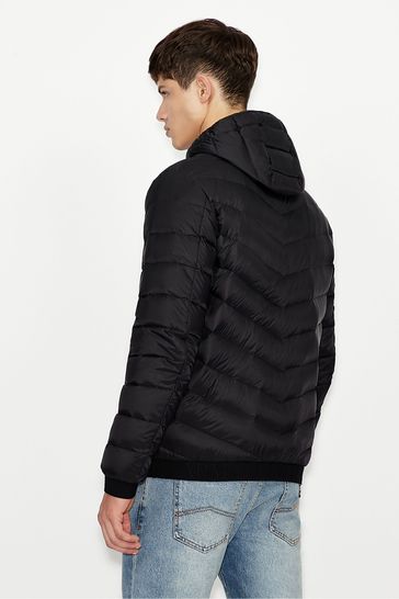 Buy Armani Exchange Hooded Puffer Black Jacket from Next Bahrain