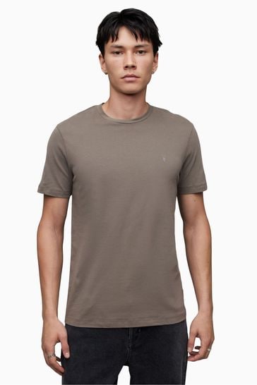 AllSaints Grey Brace Contrast Short Sleeve Crew T-Shirt