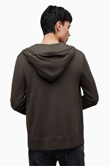 AllSaints Grey Mode Merino Zip Hoodie