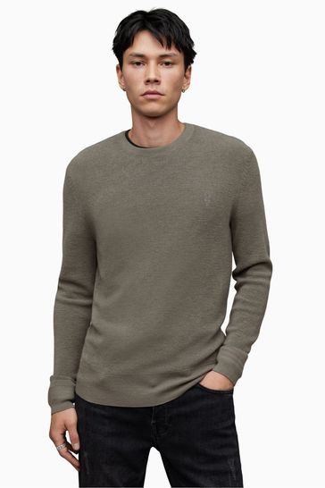 AllSaints Grey Ivar Merino Crew Neck Sweater