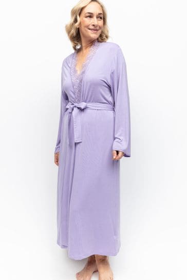 Nora Rose Purple Jersey Long Dressing Gown
