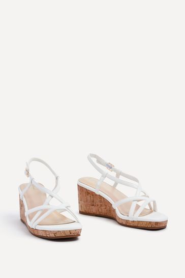 White ankle tie wedges outlet