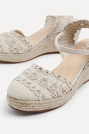 Linzi Nude Riviera Woven Closed Toe Wedges