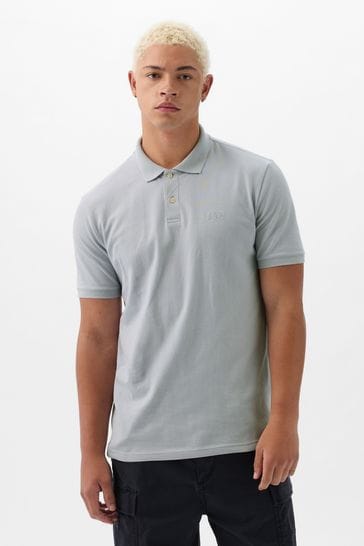 Gap Grey Logo Pique Short Sleeve Polo Shirt