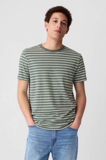 Gap Green Cotton Everyday Soft Stripe T-Shirt