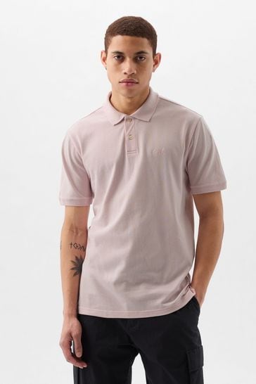 Gap Pink Logo Pique Short Sleeve Polo Shirt
