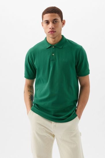 Gap Green Logo Pique Short Sleeve Polo Shirt