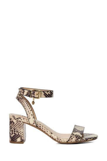 Dune London Natural Memee Mid Block Heel Sandals