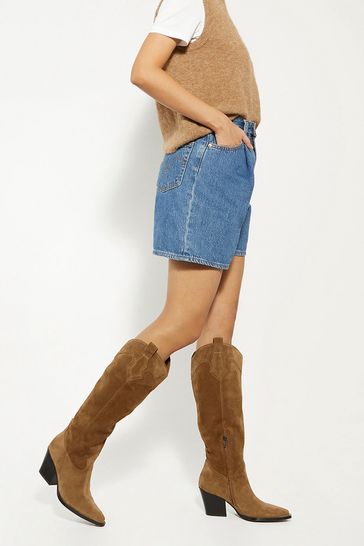 Dune knee outlet high brown boots