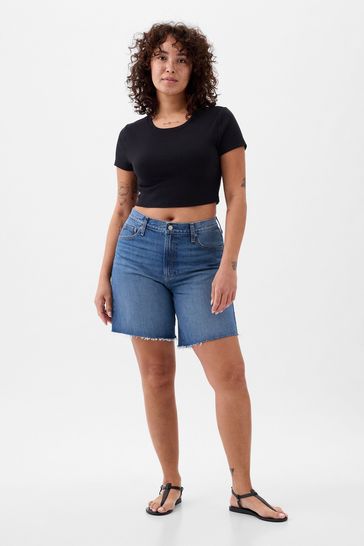 Gap Medium Wash Denim Loose Longline Shorts