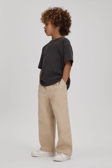 Pantalones con cintura elástica en color piedra de corte sénior de mezcla de algodón Colter de Reiss