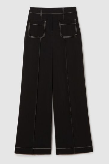 Contrast stitch wide leg pants store