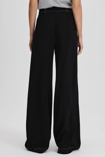 Black wool hotsell wide leg trousers