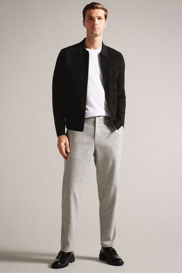 Black suede discount long jacket