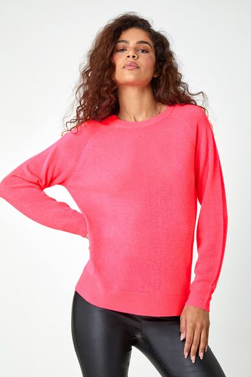 Roman Pink Plain Soft Crew Neck Sweater