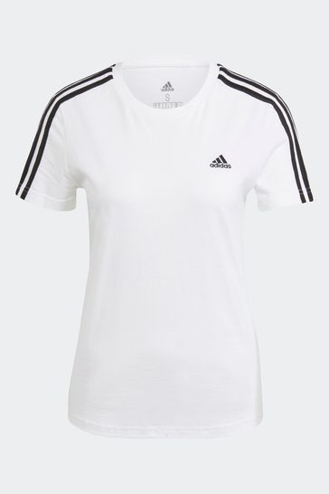 Buy adidas White 100 Cotton Sportswear Essentials Slim 3 Stripes T Shirt from Next Bahrain