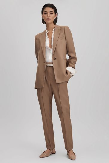 Reiss Mink Neutral Wren Petite Single Breasted Suit Blazer