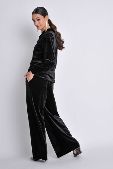Black velvet pull on pants store