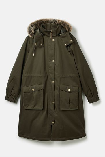 Buy Joules Harpsden Cosy Waterproof Fleece Lined Raincoat with Faux Fur Hood from Next Bahrain