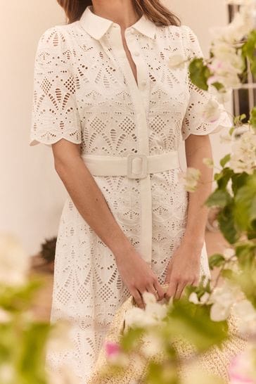 Lace belted dress shop