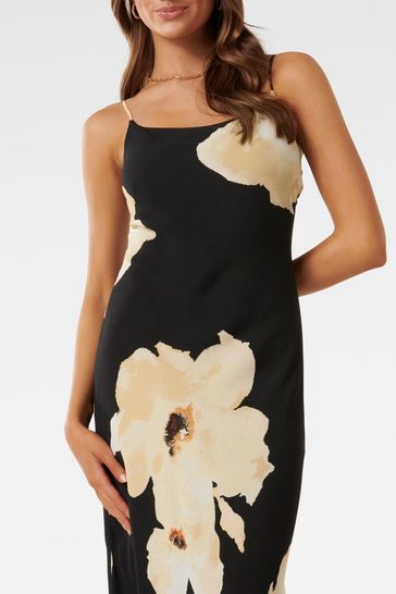 Black strappy slip dress top