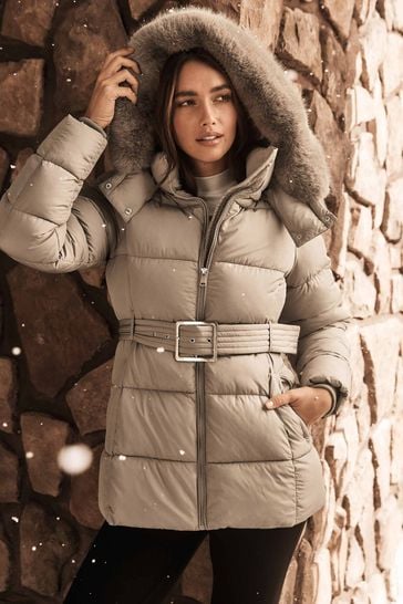 Forever New Natural Dannie Mid Length Puffer Coat