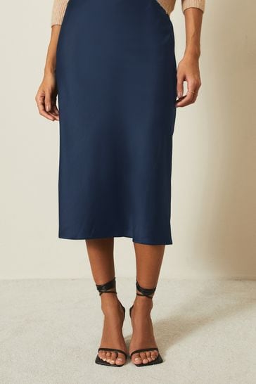 Navy blue 2025 bias cut skirt