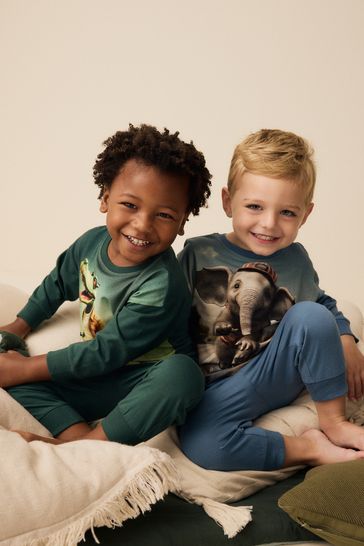Buy Green Blue Elephant Crocodile Snuggle 100 Cotton Pyjamas 2 Pack 9mths 10yrs from Next Saudi Arabia