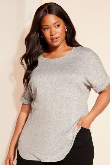 Curves Like These Grey Soft Touch Short Sleeve Tunic Top