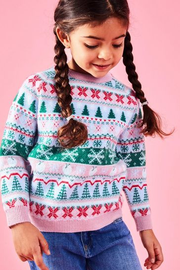 Angels By Accessorize Girls Christmas Fair Isle Multi Jumper