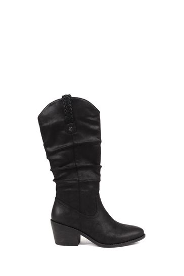 Pavers Black Mid-Calf Western Style Boots