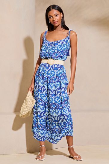 Buy Lipsy Blue Petite Palm Crinkle Holiday Maxi Dress from Next Netherlands