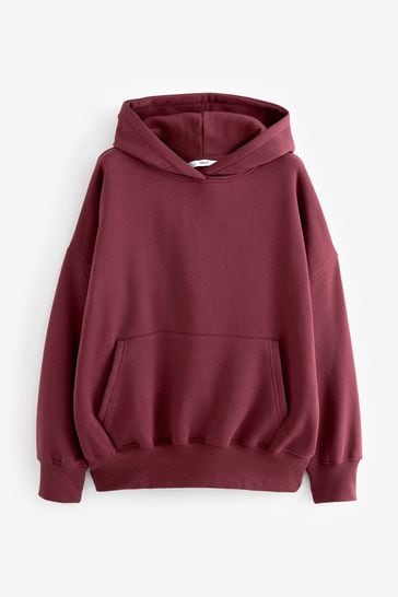 Buy Burgundy Red Oversized Relaxed Fit Heavyweight Brushed Longline Hoodie Sweatshirt from Next Bahrain