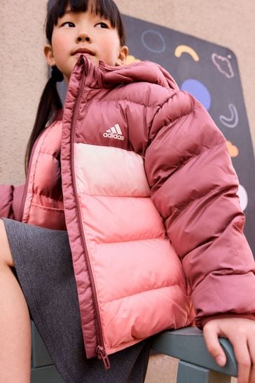 Pink adidas puffer jacket on sale